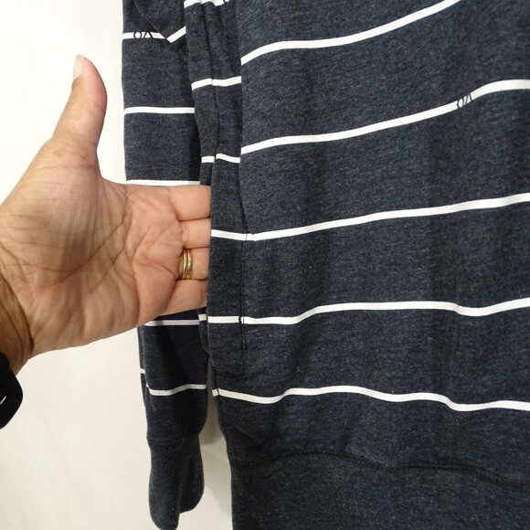 Billabong Striped Full Zip Hoodie Jacket Men Size L Charcoal Gray White Pockets - Picture 3 of 11